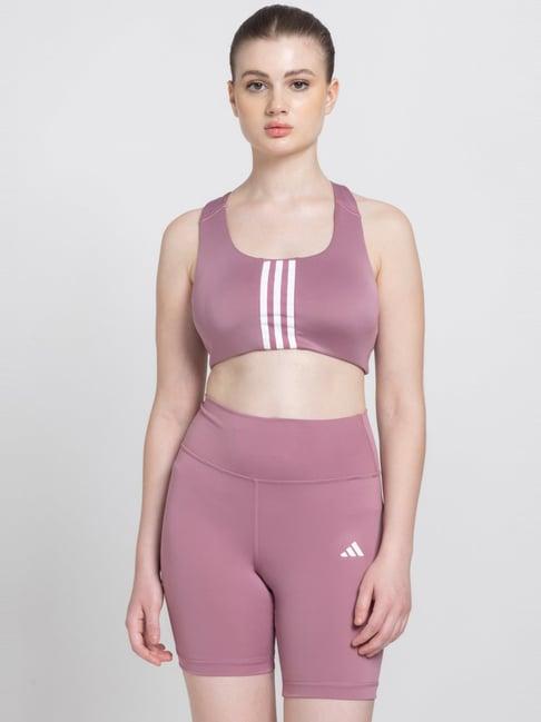 adidas pink striped sports bra