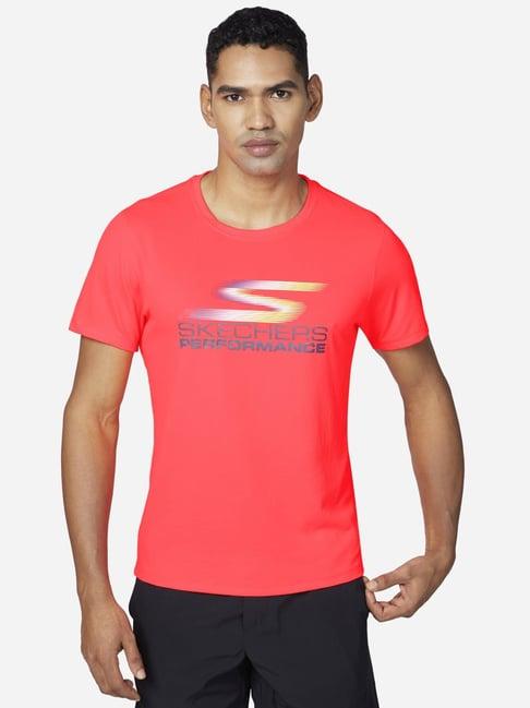 skechers pink regular fit printed t-shirt