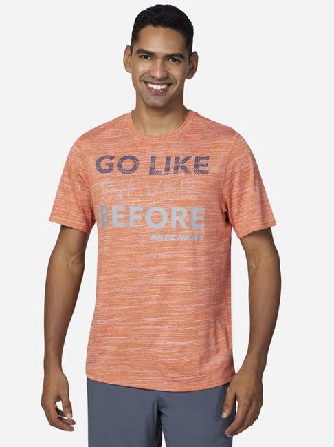 skechers orange regular fit printed t-shirt