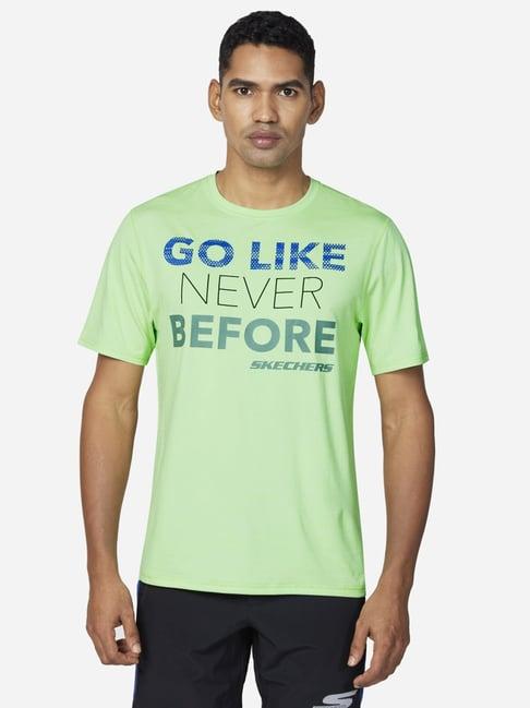 skechers green regular fit printed t-shirt