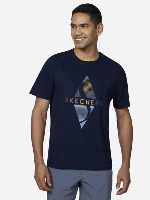 skechers navy regular fit printed t-shirt