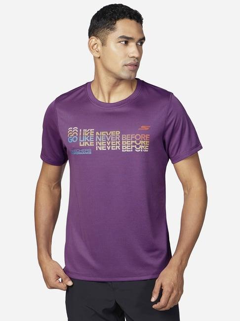 skechers purple regular fit printed t-shirt