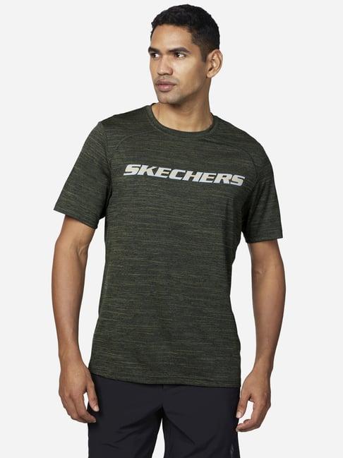 skechers green regular fit printed t-shirt