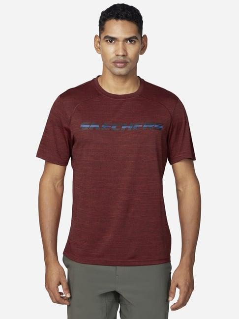 skechers red regular fit printed t-shirt