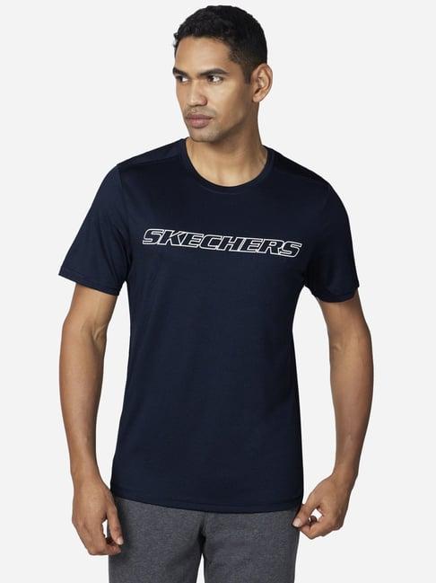 skechers navy regular fit printed t-shirt