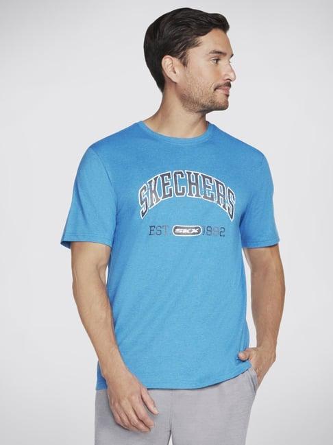 skechers blue relaxed fit printed t-shirt