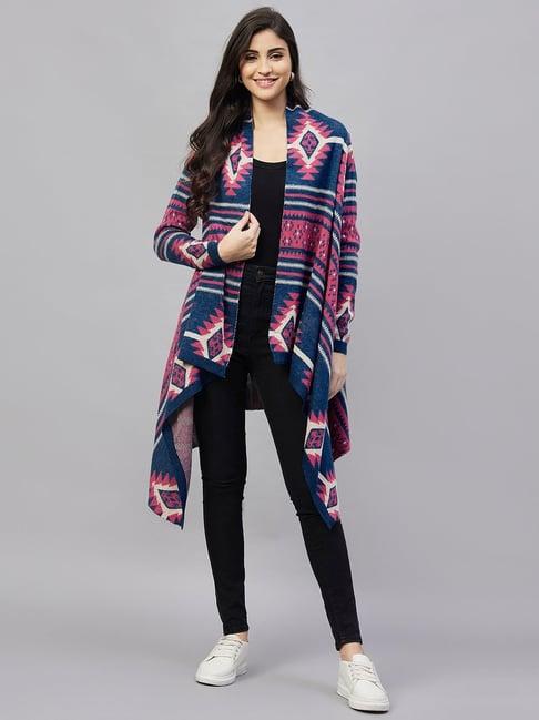 club york blue & pink printed shrug