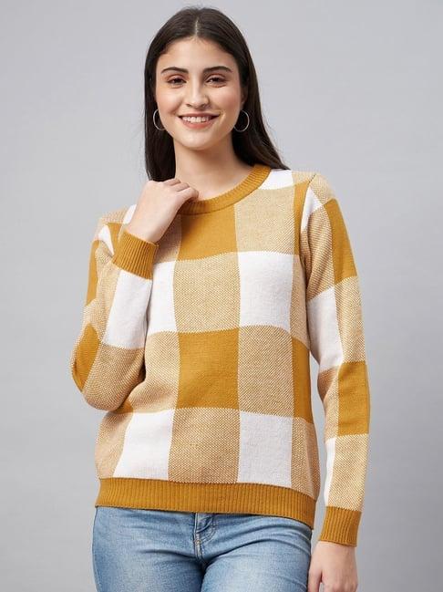 club york mustard & white chequered sweater