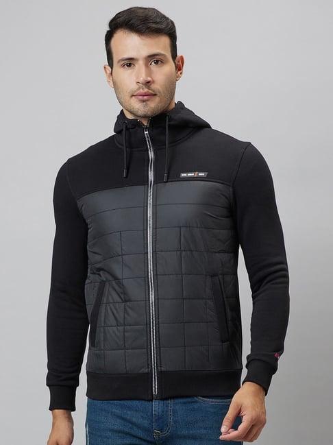 being human black regular fit hooded jacket