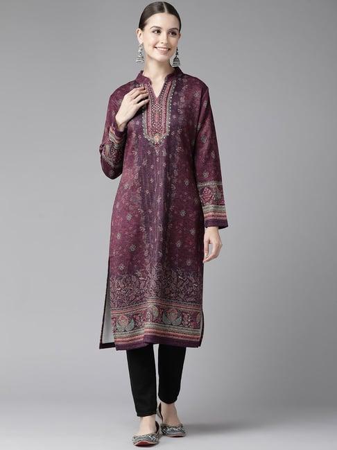 cayman purple embellished straight kurta