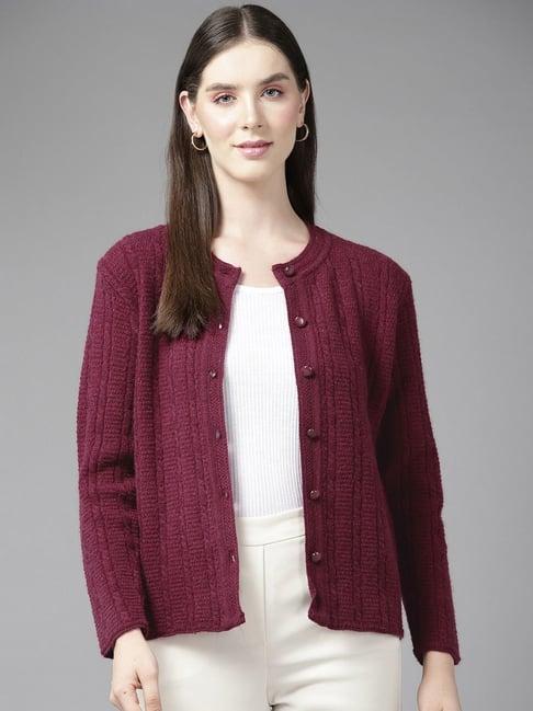 cayman purple self pattern cardigan