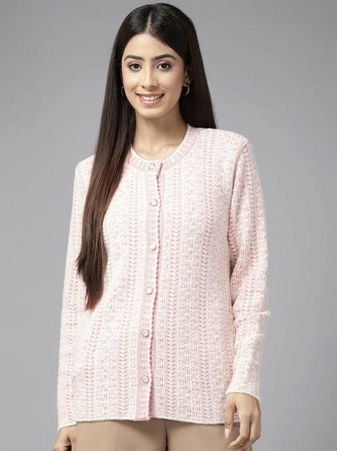 cayman pink self pattern cardigan