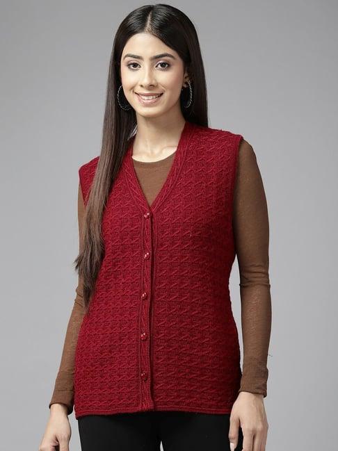 cayman red self pattern cardigan