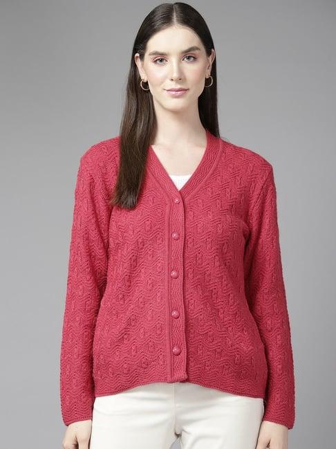 cayman pink self pattern cardigan