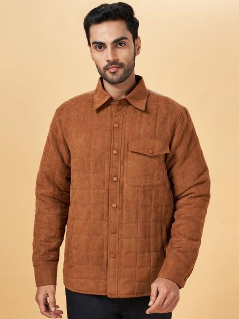 byford by pantaloons tan regular fit jacket