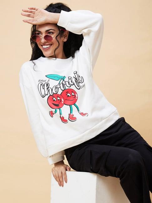 globus white graphic print sweatshirt