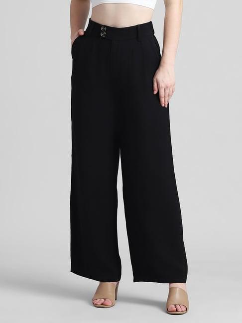 only black flared fit high rise pants