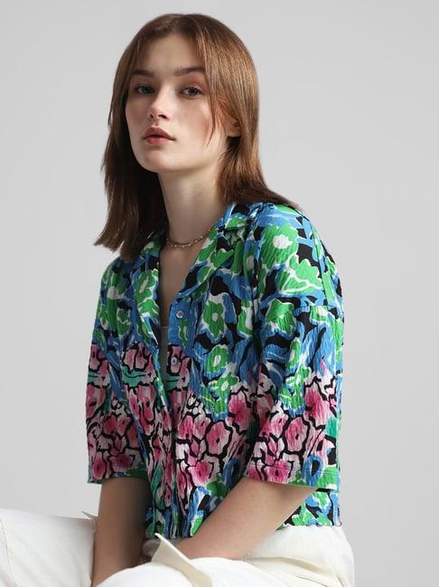 only multicolor cotton floral print shirt