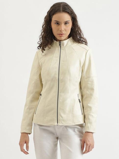 united colors of benetton off white regular fit jacket