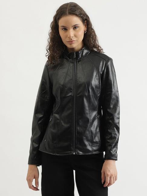 united colors of benetton black regular fit jacket