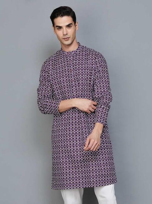 melange by lifestyle plum regular fit printed kurtas