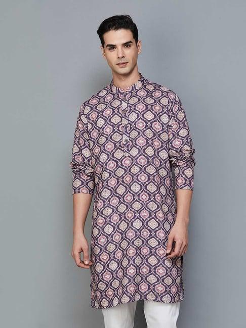 melange by lifestyle plum regular fit printed kurtas