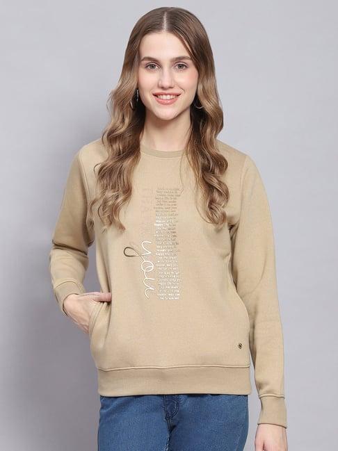 monte carlo khaki cotton graphic print sweatshirt