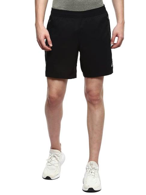 asics black regular fit sports shorts