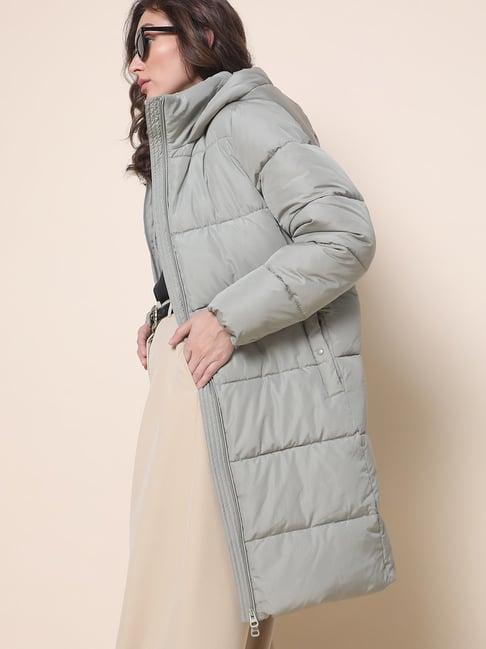 vero moda light green relaxed fit puffer coat