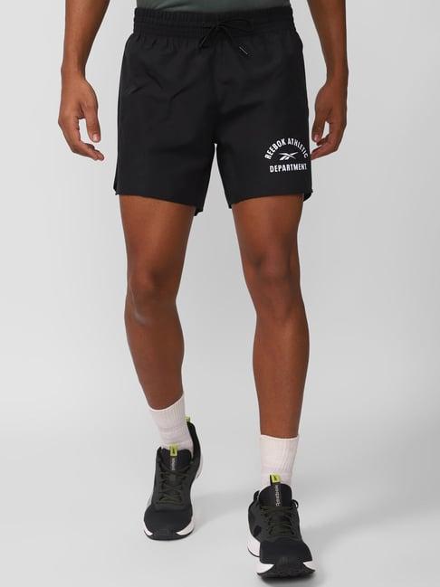 reebok black regular fit sports shorts