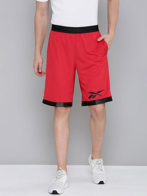 reebok red regular fit sports shorts