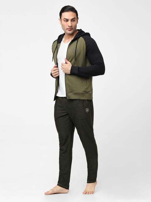 jack & jones green regular fit cotton hooded sweatshirt