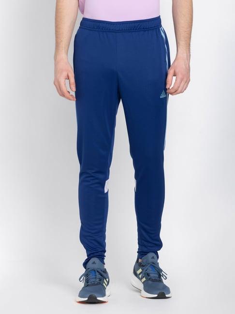 adidas blue regular fit striped sports trackpants