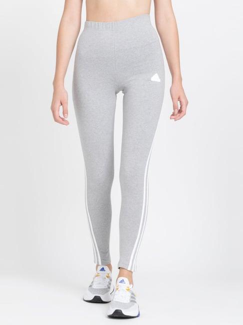 adidas grey cotton striped sports track pants