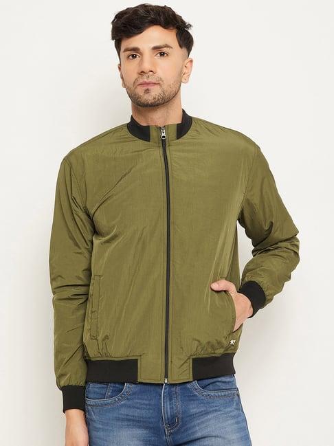 club york olive regular fit mock collar jacket