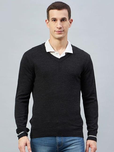 club york anthra melange regular fit v neck sweater