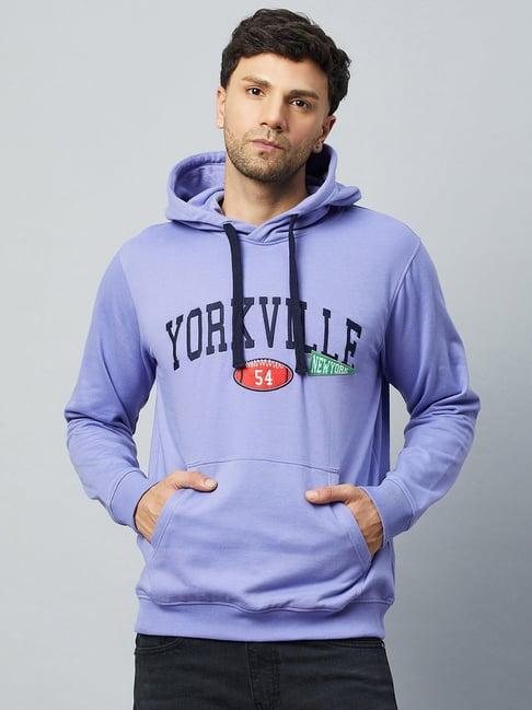 club york lilac regular fit printed hooded sweatshirt