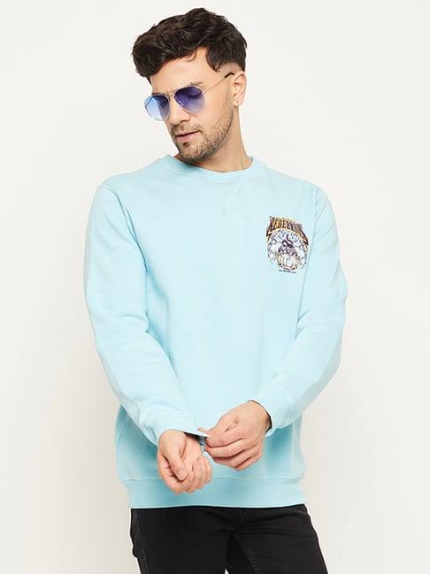 club york light blue regular fit graphic print sweatshirt