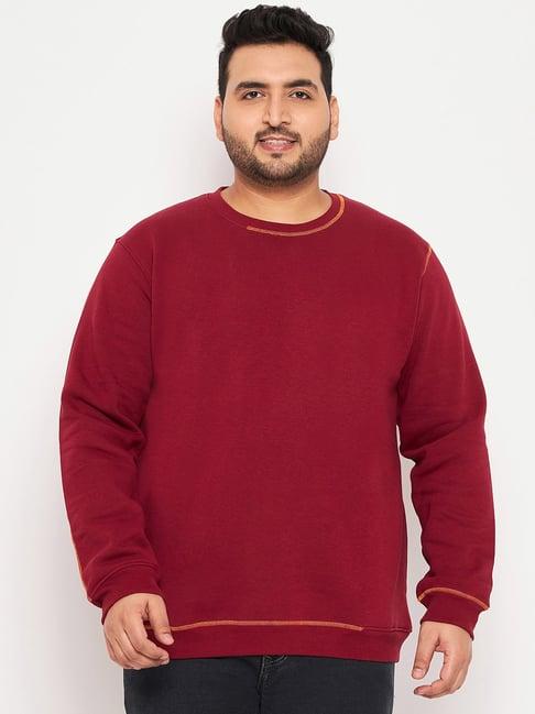 club york maroon regular fit round neck plus size sweatshirt