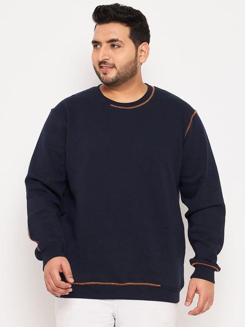 club york navy regular fit round neck plus size sweatshirt