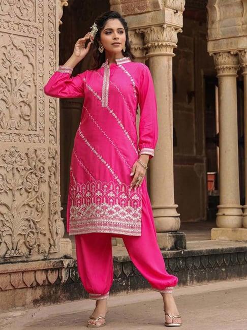 scakhi pink embroidered kurta patiala set