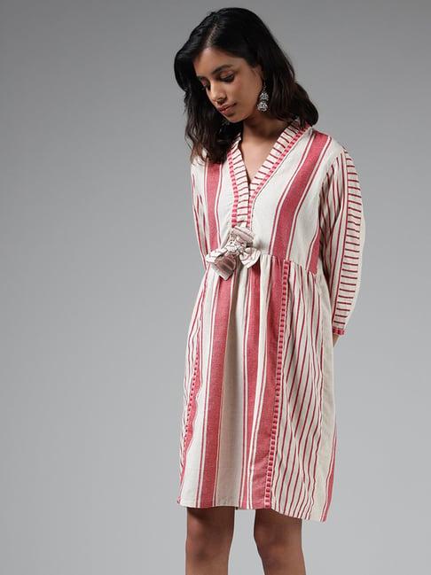 bombay paisley by westside off white striped dress