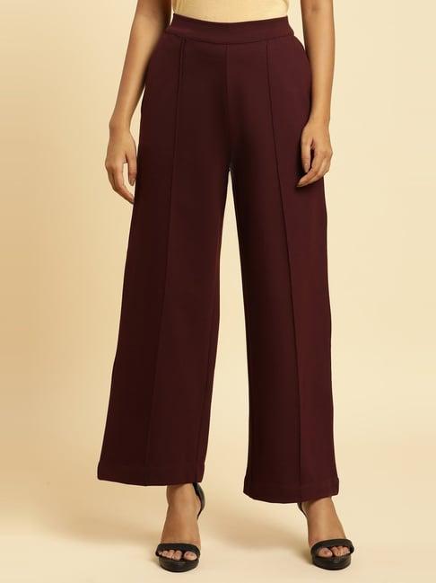 w maroon straight fit trousers