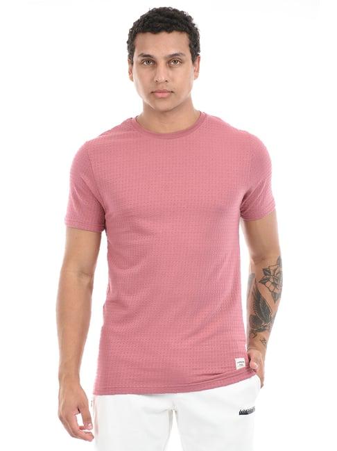 london fog pink regular fit textured crew t-shirt