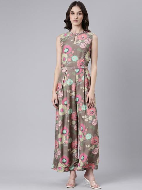 showoff multicolor blended floral print jumpsuit