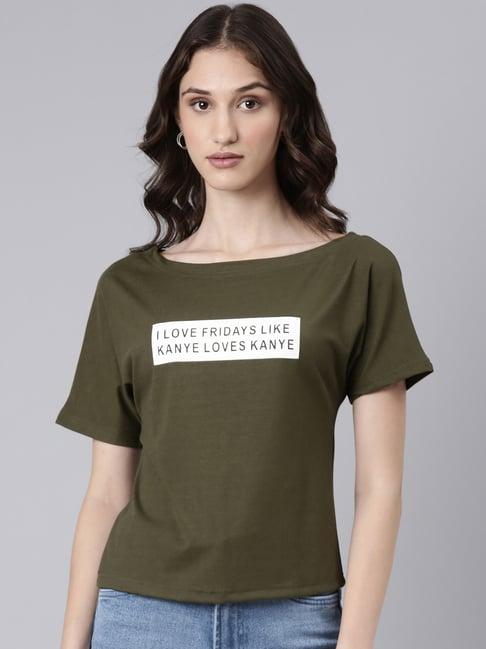 showoff olive graphic print t-shirt