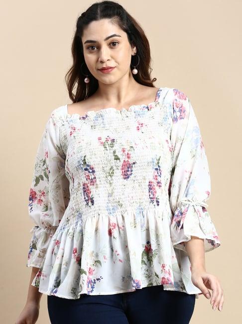 showoff white floral print top