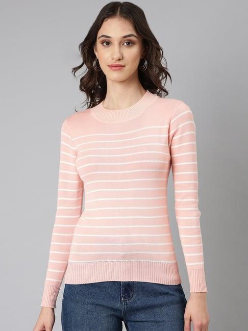 showoff peach cotton striped top