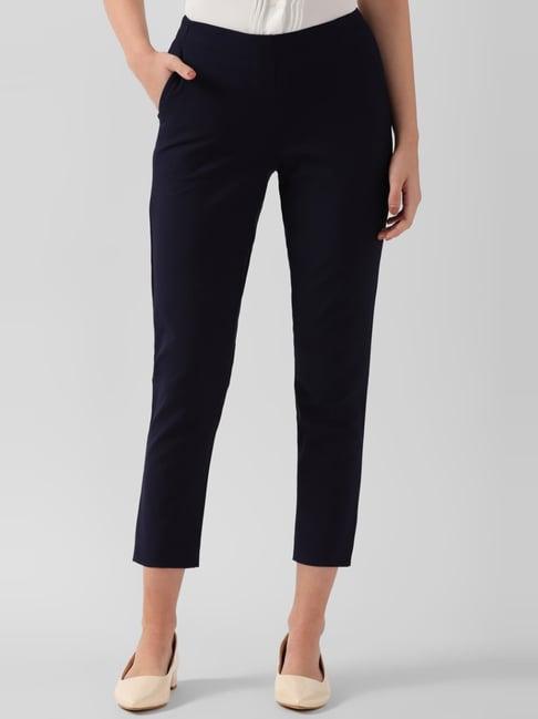 van heusen navy mid rise formal trousers