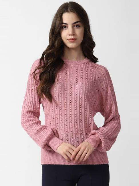 van heusen pink self pattern sweater